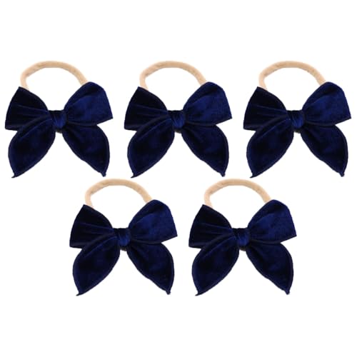 5 Stück Baby Stirnbänder Samt Haarband Kinder Schleifen Babyschmuck Haarschleife Mädchen Headband Neugeborene Headwrap Haargummi mit Schleife Haarschmuck für Kleinkind Geburtstag Weihnachten von SMTCM