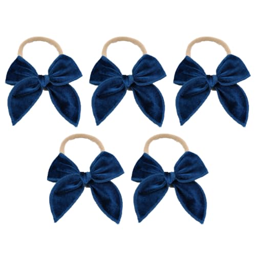 5 Stück Baby Stirnbänder Samt Haarband Kinder Schleifen Babyschmuck Haarschleife Mädchen Headband Neugeborene Headwrap Haargummi mit Schleife Haarschmuck für Kleinkind Geburtstag Weihnachten von SMTCM