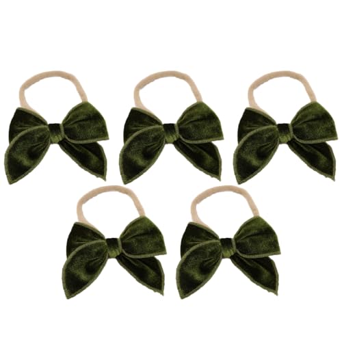 5 Stück Baby Stirnbänder Samt Haarband Kinder Schleifen Babyschmuck Haarschleife Mädchen Headband Neugeborene Headwrap Haargummi mit Schleife Haarschmuck für Kleinkind Geburtstag Weihnachten von SMTCM