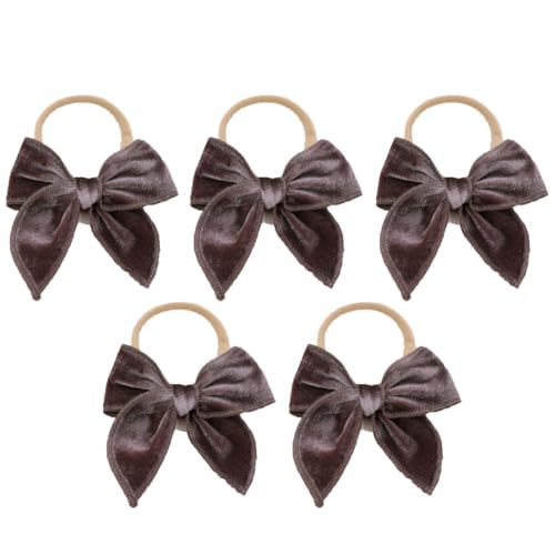 5 Stück Baby Stirnbänder Samt Haarband Kinder Schleifen Babyschmuck Haarschleife Mädchen Headband Neugeborene Headwrap Haargummi mit Schleife Haarschmuck für Kleinkind Geburtstag Weihnachten von SMTCM