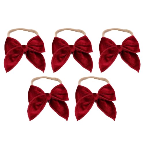 5 Stück Baby Stirnbänder Samt Haarband Kinder Schleifen Babyschmuck Haarschleife Mädchen Headband Neugeborene Headwrap Haargummi mit Schleife Haarschmuck für Kleinkind Geburtstag Weihnachten von SMTCM