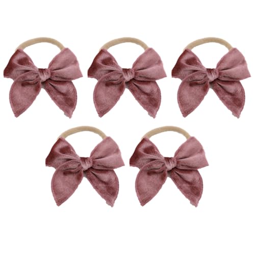 5 Stück Baby Stirnbänder Samt Haarband Kinder Schleifen Babyschmuck Haarschleife Mädchen Headband Neugeborene Headwrap Haargummi mit Schleife Haarschmuck für Kleinkind Geburtstag Weihnachten von SMTCM