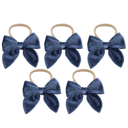 5 Stück Baby Stirnbänder Samt Haarband Kinder Schleifen Babyschmuck Haarschleife Mädchen Headband Neugeborene Headwrap Haargummi mit Schleife Haarschmuck für Kleinkind Geburtstag Weihnachten von SMTCM