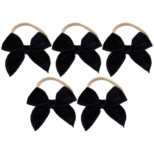 5 Stück Baby Stirnbänder Samt Haarband Kinder Schleifen Babyschmuck Haarschleife Mädchen Headband Neugeborene Headwrap Haargummi mit Schleife Haarschmuck für Kleinkind Geburtstag Weihnachten von SMTCM