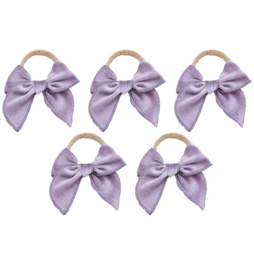 5 Stück Baby Stirnbänder Samt Haarband Kinder Schleifen Babyschmuck Haarschleife Mädchen Headband Neugeborene Headwrap Haargummi mit Schleife Haarschmuck für Kleinkind Geburtstag Weihnachten von SMTCM