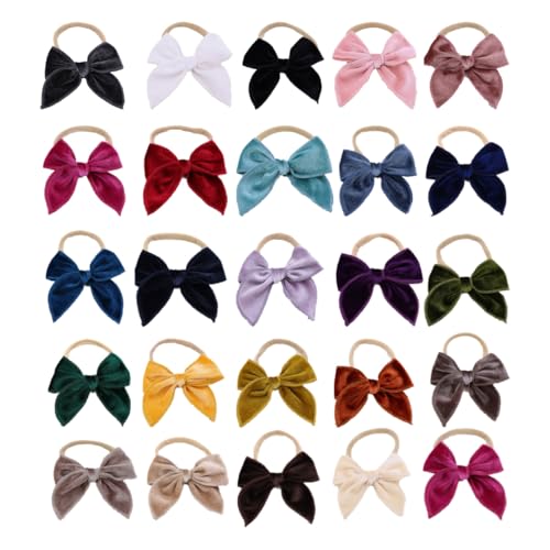 5 Stück Baby Stirnbänder Samt Haarband Kinder Schleifen Babyschmuck Haarschleife Mädchen Headband Neugeborene Headwrap Haargummi mit Schleife Haarschmuck für Kleinkind Geburtstag Weihnachten von SMTCM