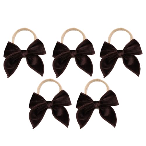 5 Stück Baby Stirnbänder Samt Haarband Kinder Schleifen Babyschmuck Haarschleife Mädchen Headband Neugeborene Headwrap Haargummi mit Schleife Haarschmuck für Kleinkind Geburtstag Weihnachten von SMTCM