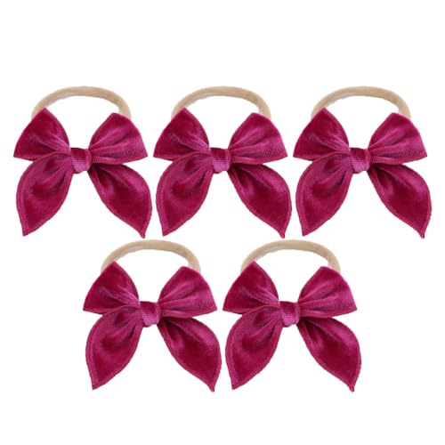 5 Stück Baby Stirnbänder Samt Haarband Kinder Schleifen Babyschmuck Haarschleife Mädchen Headband Neugeborene Headwrap Haargummi mit Schleife Haarschmuck für Kleinkind Geburtstag Weihnachten von SMTCM