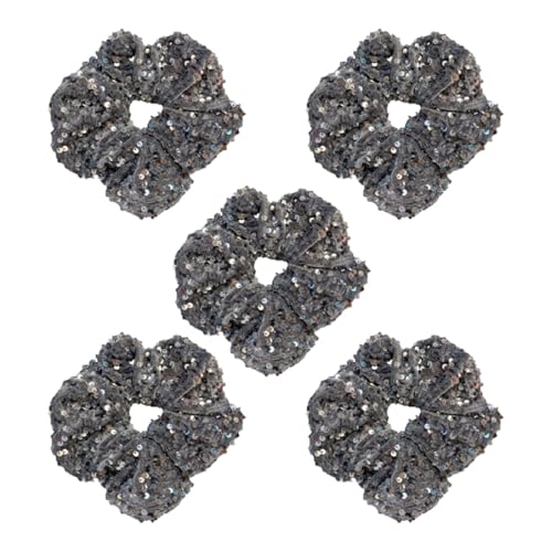 5 Stück Pailletten Haargummis Weihnachten Glitzer Haar Scrunchies Samtstoff Pferdeschwanz Halter mit Paillette Haarbänder Elastische Zopfgummis Haarseil Funkelnde Haarschmuck für Damen Mädchen von SMTCM