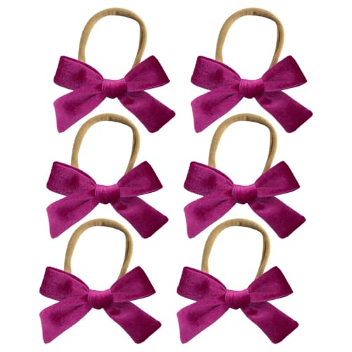 6 Stück Baby Stirnbänder Samt Haarband Kinder Schleifen Babyschmuck Haarschleife Mädchen Headband Neugeborene Headwrap Haargummi mit Schleife Haarschmuck für Kleinkind Geburtstag Weihnachten von SMTCM