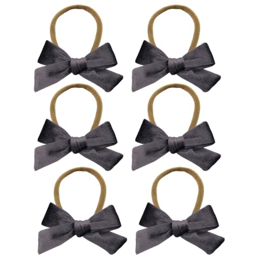 6 Stück Baby Stirnbänder Samt Haarband Kinder Schleifen Babyschmuck Haarschleife Mädchen Headband Neugeborene Headwrap Haargummi mit Schleife Haarschmuck für Kleinkind Geburtstag Weihnachten von SMTCM