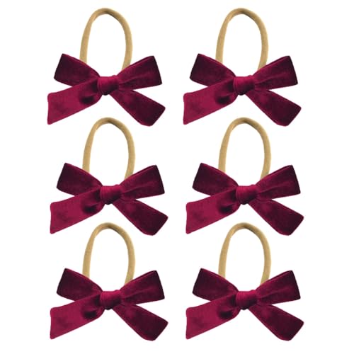 6 Stück Baby Stirnbänder Samt Haarband Kinder Schleifen Babyschmuck Haarschleife Mädchen Headband Neugeborene Headwrap Haargummi mit Schleife Haarschmuck für Kleinkind Geburtstag Weihnachten von SMTCM