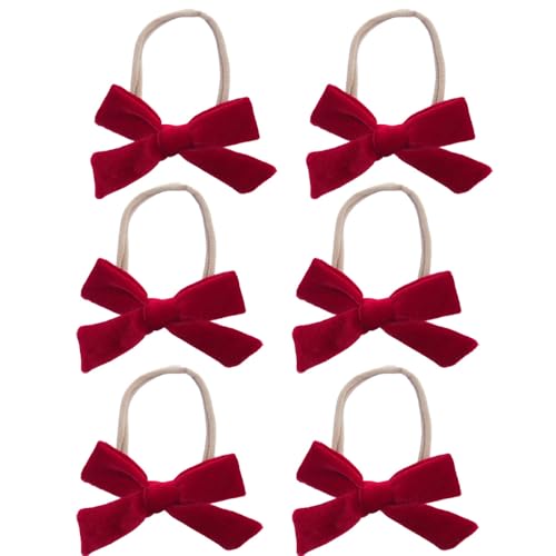 6 Stück Baby Stirnbänder Samt Haarband Kinder Schleifen Babyschmuck Haarschleife Mädchen Headband Neugeborene Headwrap Haargummi mit Schleife Haarschmuck für Kleinkind Geburtstag Weihnachten von SMTCM
