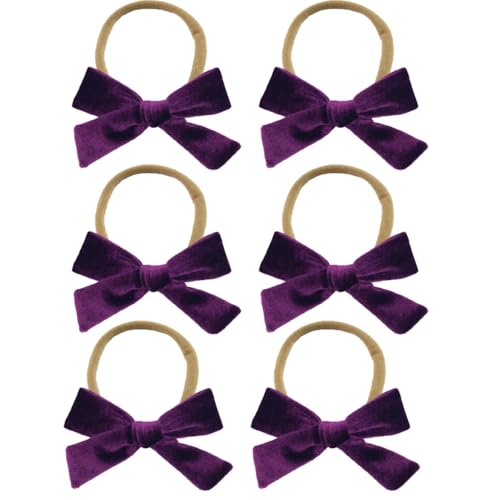 6 Stück Baby Stirnbänder Samt Haarband Kinder Schleifen Babyschmuck Haarschleife Mädchen Headband Neugeborene Headwrap Haargummi mit Schleife Haarschmuck für Kleinkind Geburtstag Weihnachten von SMTCM