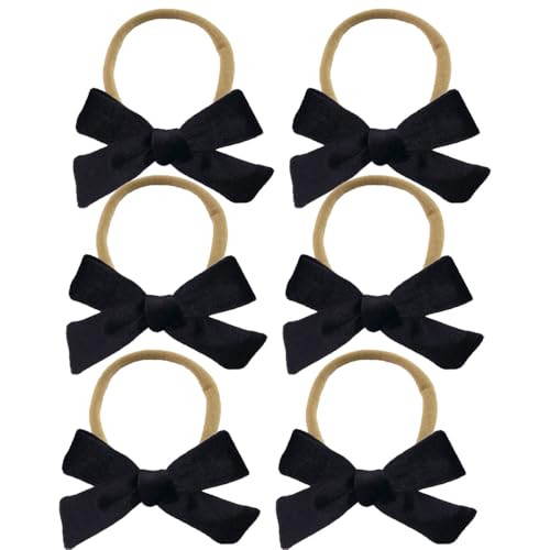 6 Stück Baby Stirnbänder Samt Haarband Kinder Schleifen Babyschmuck Haarschleife Mädchen Headband Neugeborene Headwrap Haargummi mit Schleife Haarschmuck für Kleinkind Geburtstag Weihnachten von SMTCM
