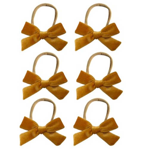 6 Stück Baby Stirnbänder Samt Haarband Kinder Schleifen Babyschmuck Haarschleife Mädchen Headband Neugeborene Headwrap Haargummi mit Schleife Haarschmuck für Kleinkind Geburtstag Weihnachten von SMTCM
