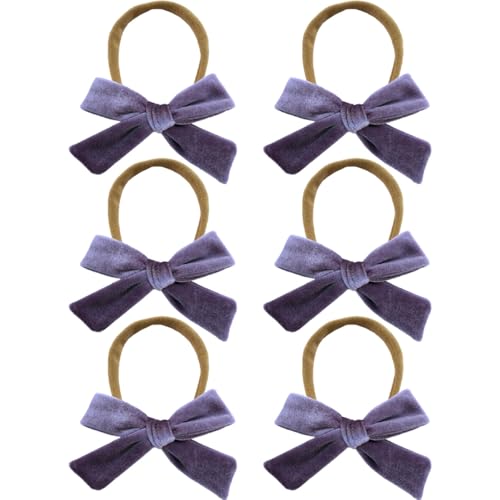 6 Stück Baby Stirnbänder Samt Haarband Kinder Schleifen Babyschmuck Haarschleife Mädchen Headband Neugeborene Headwrap Haargummi mit Schleife Haarschmuck für Kleinkind Geburtstag Weihnachten von SMTCM