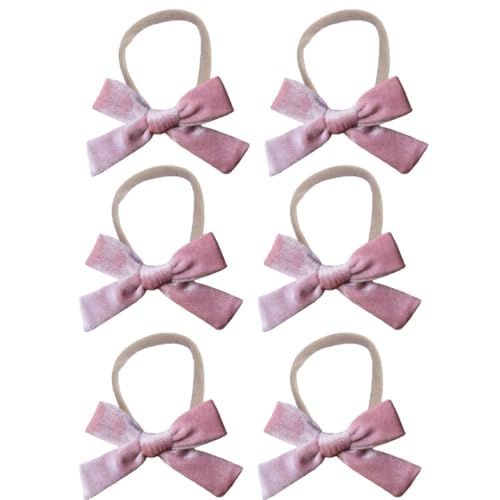 6 Stück Baby Stirnbänder Samt Haarband Kinder Schleifen Babyschmuck Haarschleife Mädchen Headband Neugeborene Headwrap Haargummi mit Schleife Haarschmuck für Kleinkind Geburtstag Weihnachten von SMTCM