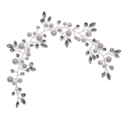 Braut Perlen Mesh Haarband Gitter Perle Haarkranz Hochzeit Vintage Breiter Haarreif Glitzer Perlen Strass Stirnbände Kopfschmuck Netz Pearl Haarschmuck Perlenhaarreifen für Damen Mädche Party von SMTCM