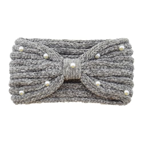 Damen Strick Stirnband mit Perlen Winter Haarbänder Twist Knoten Gestrickte Sporthaarband Elastische Kopfband Häkel Ohrenwärmer Warme Haarreifen Gehäkelt Haarschmuck für Mädchen Geschenke von SMTCM