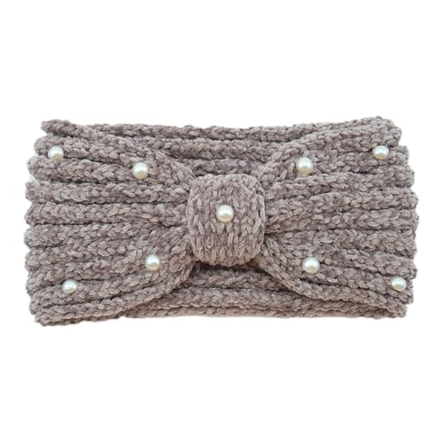 Damen Strick Stirnband mit Perlen Winter Haarbänder Twist Knoten Gestrickte Sporthaarband Elastische Kopfband Häkel Ohrenwärmer Warme Haarreifen Gehäkelt Haarschmuck für Mädchen Geschenke von SMTCM