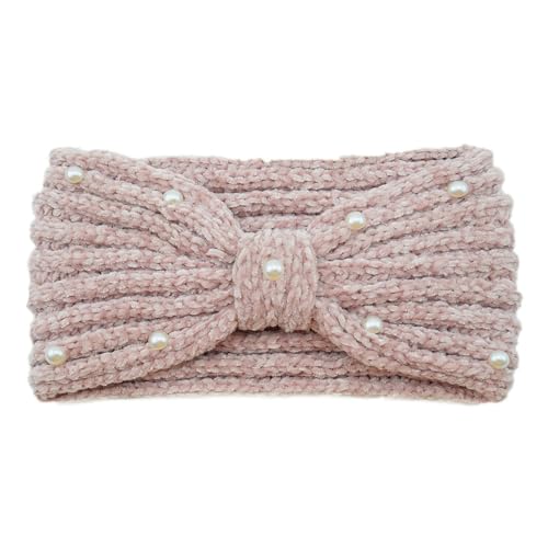 Damen Strick Stirnband mit Perlen Winter Haarbänder Twist Knoten Gestrickte Sporthaarband Elastische Kopfband Häkel Ohrenwärmer Warme Haarreifen Gehäkelt Haarschmuck für Mädchen Geschenke von SMTCM