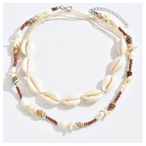 Kette 1 Set Muschelkette choker Surferkette Meerjungfrau Schmuck Muschelschmuck Strandzubehör Hawaii Halskette Muschelarmband Handgefertigte Halskette StrandSchmuck für Frauen und Mädchen von SMTCM