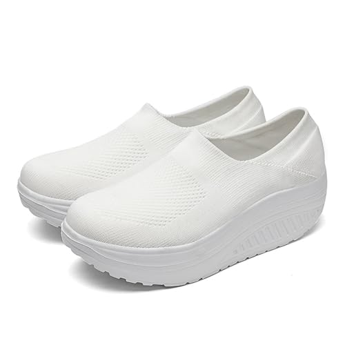 Damen Therapeutische Diabetiker Schuhe Laufschuhe Hallux Valgus Schuhe Für Geschwollene Füße, Leichtgewichts Atmungsaktiv rutschfest Turnschuhe Arthritis Ödem Orthopädische Schuhe,White-38 EU von SMTSEC