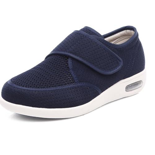 Diabetiker Schuhe Damen Extra Breit Hallux Valgus Schuhe Therapieschuhe Gesundheitsschuhe Unisex Senioren Schuhe Mit Klettverschluss Orthopädische Diabetiker Hausschuhe Präventivschuhe,Blue-37 EU von SMTSEC