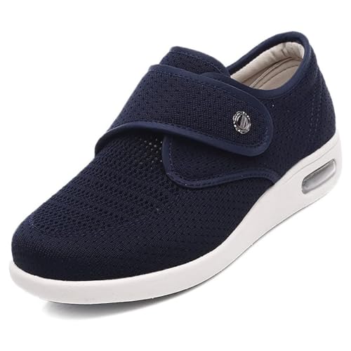 Diabetiker Schuhe Damen Extra Breit Hallux Valgus Schuhe Therapieschuhe Gesundheitsschuhe Unisex Senioren Schuhe Mit Klettverschluss Orthopädische Diabetiker Hausschuhe Präventivschuhe,Blue-39 EU von SMTSEC