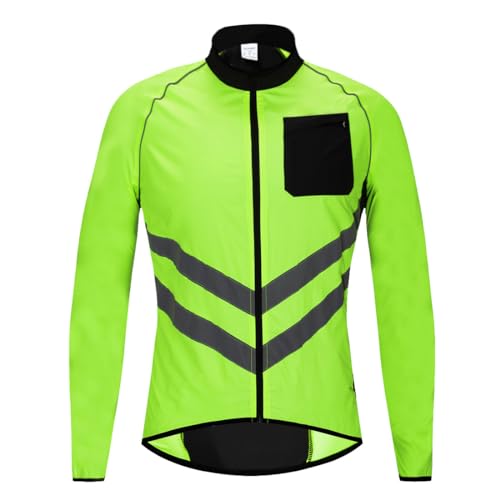 Fahrradjacke Damen Herren Wasserdicht Atmungsaktiv Sommer Laufjacke Damen Regenjacke Reflektierende Radjacke Winddichte Softshelljacke MTB Radsport Jacke Für Radfahren Laufen,Green-L von SMTSEC