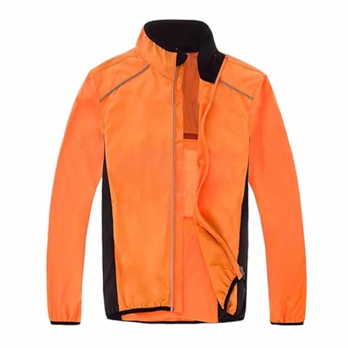 Fahrradjacke Damen Herren Wasserdicht Atmungsaktiv Sommer Laufjacke Damen Regenjacke Reflektierende Radjacke Winddichte Softshelljacke MTB Radsport Jacke Für Radfahren Laufen,Orange-4XL von SMTSEC