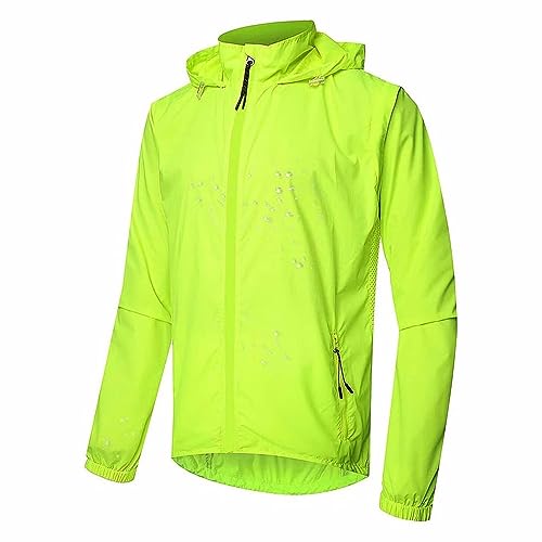 Fahrradjacke Mit Abnehmbaren Ärmeln Damen Herren Winddicht Wasserdicht Sommer UV-Schutz Laufjacke Windjacke Damen Herren Softshelljacke Atmungsaktive Radjacke Regenjacke Radsport Jacke,Green-XXL von SMTSEC