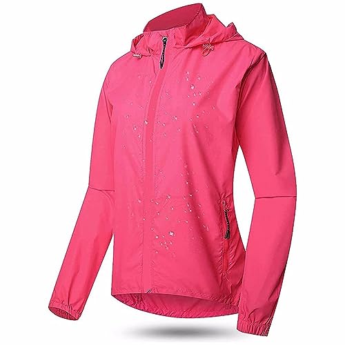 Fahrradjacke Mit Abnehmbaren Ärmeln Damen Herren Winddicht Wasserdicht Sommer UV-Schutz Laufjacke Windjacke Damen Herren Softshelljacke Atmungsaktive Radjacke Regenjacke Radsport Jacke,Pink-L von SMTSEC