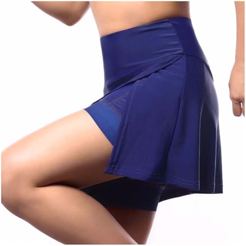 Hosenrock Damen Kurz 2 In 1 Mit 5D Sitzpolster Fahrradrock Damen Gepolstert Mit Innenhose Reflektierend Radlerhose Atmungsaktiv Radhose MTB Hose Stoßfest Sport Rock Skort Fahrradhose,Blue-M von SMTSEC