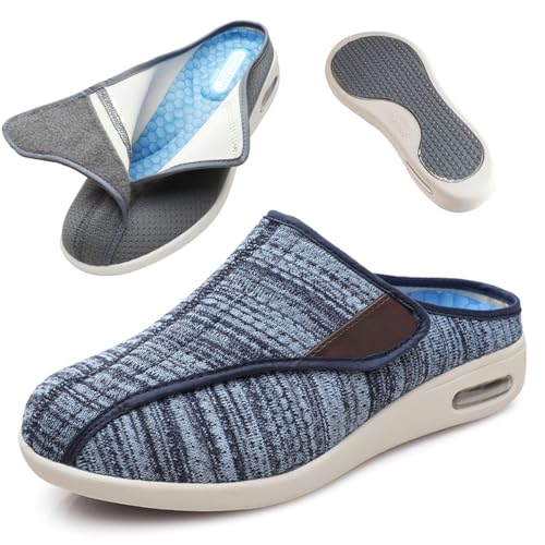 Orthopädische Diabetiker Hausschuhe Mit Klettverschluss Extra Breite Diabetiker Schuhe Herren Extra Weit Hausschuhe Damen Bequem Clogs rutschfeste Pantoletten Leicht Gartenschuhe,Blue/B-39 EU von SMTSEC