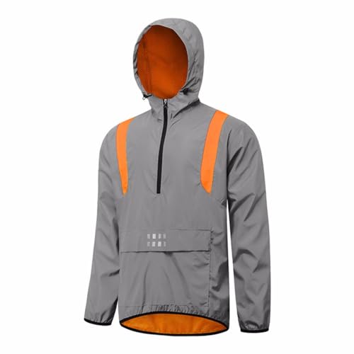 Reflektierende Fahrradjacke Damen Herren Wasserdicht Atmungsaktiv Sommer Laufjacke Damen Regenjacke Leichte Radjacke Windjacke Softshelljacke MTB Radsport Jacke Für Radfahren Laufen,Orange/B-3XL von SMTSEC