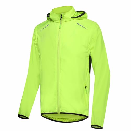 SMTSEC Fahrradjacke Damen Herren Winddicht Wasserdicht 2 In 1 Fahrradweste Mit Abnehmbaren Ärmeln UV-Schutz Laufjacke Fahrrad Regenjacke Reflektierende Atmungsaktive Radjacke Radsport Jacke,Green-L von SMTSEC