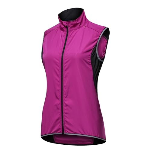 SMTSEC Fahrradweste Damen Reflektierend Winddicht Windstopper Laufweste Wasserdicht Atmungsaktiv MTB Warnweste Fahrrad Ärmellose Weste Jacke Radweste Leicht Softshellweste Sportweste,Purple-3XL von SMTSEC