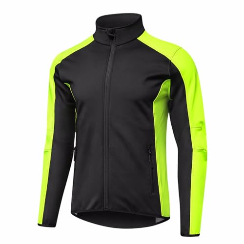 SMTSEC Herren Fahrradjacke Winter Laufjacke Wasserdicht Atmungsaktiv Leicht Thermo Fleece Winddichte Reflektierend Herren Radjacke Winterjacke Fahrrad Jacken Für Radfahren Joggen Wandern,Green-4XL von SMTSEC
