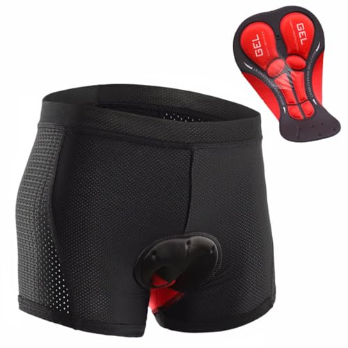 SMTSEC Radunterhose Damen Herren Gepolster Gel, Radler Unterhosen Mit 3D Sitzpolster Atmungsaktive Schnelltrocknend Fahrradunterhose Kurz Fahrradhose Radlerhose MTB Hose Rad Unterwäsche,Black-XL von SMTSEC