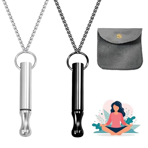 2 Stück Rauchentwöhnung Hilfsmittel Rauchfrei Rauchfrei Hilfsmittel Edelstahl Achtsames Atmen Halsketten Atemkette Rauchentwöhnung Hilfsmittel mit 1 Schmuckbeutel für Herren Damen Entspannung von SMTelegance