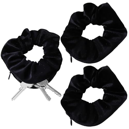 Scrunchies Haargummi 3 Stück Haargummi Scrunchie mit Reißverschluss Geldversteck Reise Unsichtbarer Reißverschluss Scrunchie Geheimverstecke für Wertsachen Reise-Gadgets für Damen und Mädchen von SMTelegance