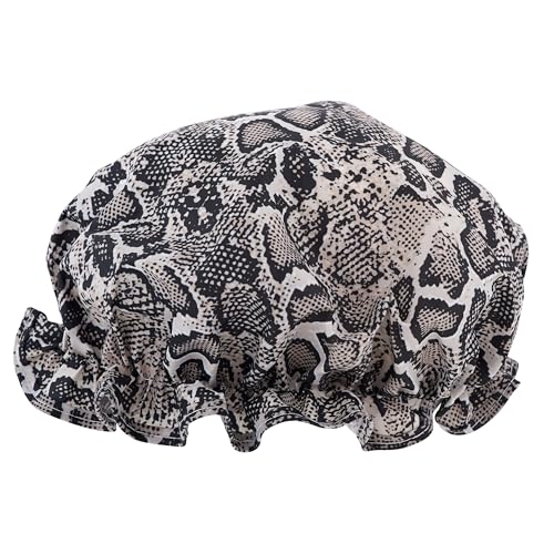 SMUG Duschhaube – wasserdichte Duschhaube mit elastischem Futter – drei Drucke erhältlich – Duschen, Kochen, Spa-Salon, Schlafen, Make-up – Duschhauben für Frauen UK Langhaar Kurzhaar – Schlange von SMUG
