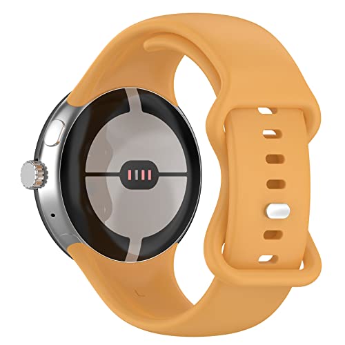 SMYAOSI Armbänder Silikon für Google Pixel Watch 2/Google Pixel Watch, Verstellbares Armband für Damen und Herren, Sportband Ersatzarmband für Google Pixel Watch 2 Smartwatch (Gelb) von SMYAOSI
