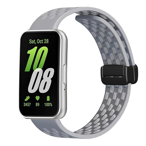 SMYAOSI Armbänder für Samsung Galaxy Fit 3 SM-R390, Silikon Atmungsaktiv Männer Frauen Armband, Sport Magnetverschluss Armband für Samsung Galaxy Fit 3 SM-R390 Uhrenarmband (Grau) von SMYAOSI