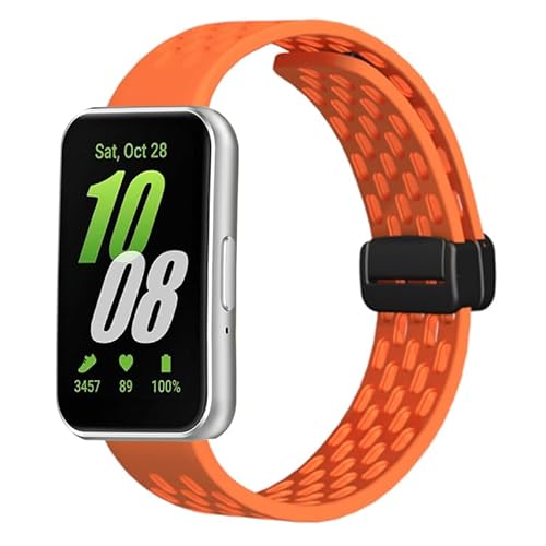 SMYAOSI Armbänder für Samsung Galaxy Fit 3 SM-R390, Silikon Atmungsaktiv Männer Frauen Armband, Sport Magnetverschluss Armband für Samsung Galaxy Fit 3 SM-R390 Uhrenarmband (Orange) von SMYAOSI