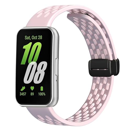 SMYAOSI Armbänder für Samsung Galaxy Fit 3 SM-R390, Silikon Atmungsaktiv Männer Frauen Armband, Sport Magnetverschluss Armband für Samsung Galaxy Fit 3 SM-R390 Uhrenarmband (Rosa) von SMYAOSI