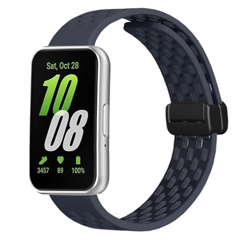 SMYAOSI Armbänder für Samsung Galaxy Fit 3 SM-R390, Silikon Atmungsaktiv Männer Frauen Armband, Sport Magnetverschluss Armband für Samsung Galaxy Fit 3 SM-R390 Uhrenarmband (Tiefblau) von SMYAOSI