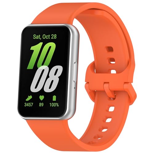 SMYAOSI Armband für Galaxy Fit 3 (SM-R390), Männer Frauen Armbänder, Silikon Sport Uhrenarmband Replacement Fitness Wechselarmband für Galaxy Fit3 SM-R390 Smartband Strap (Orange) von SMYAOSI